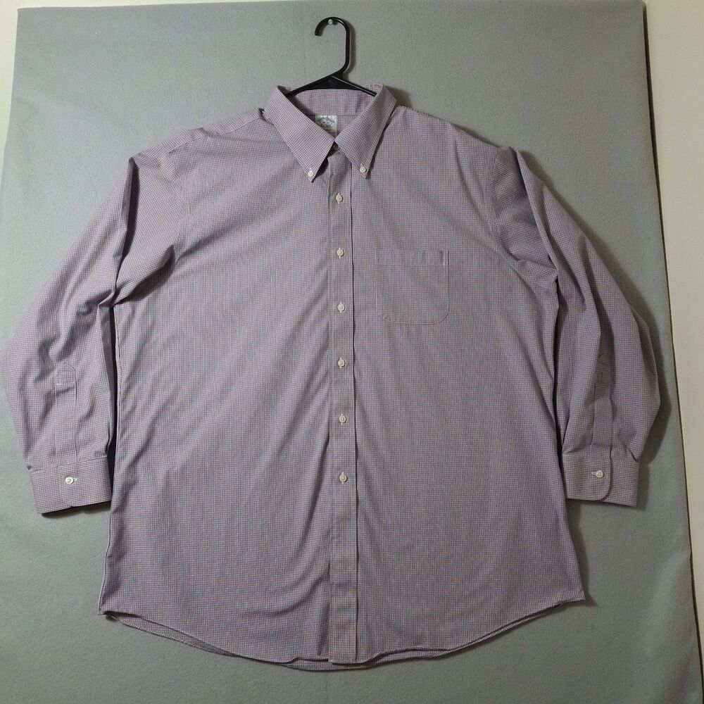 Brooks Brothers Regent Fit 18-34 Non Iron Supima Cotton Red  Navy Micro Gingham